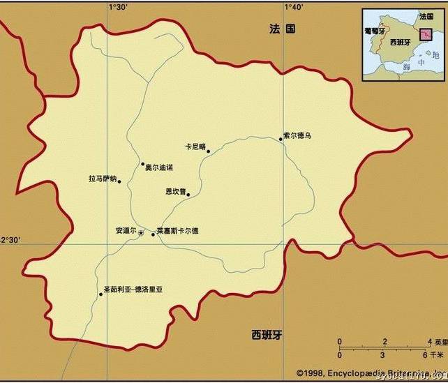 安道尔位置示意图,安道尔地图高清中文版