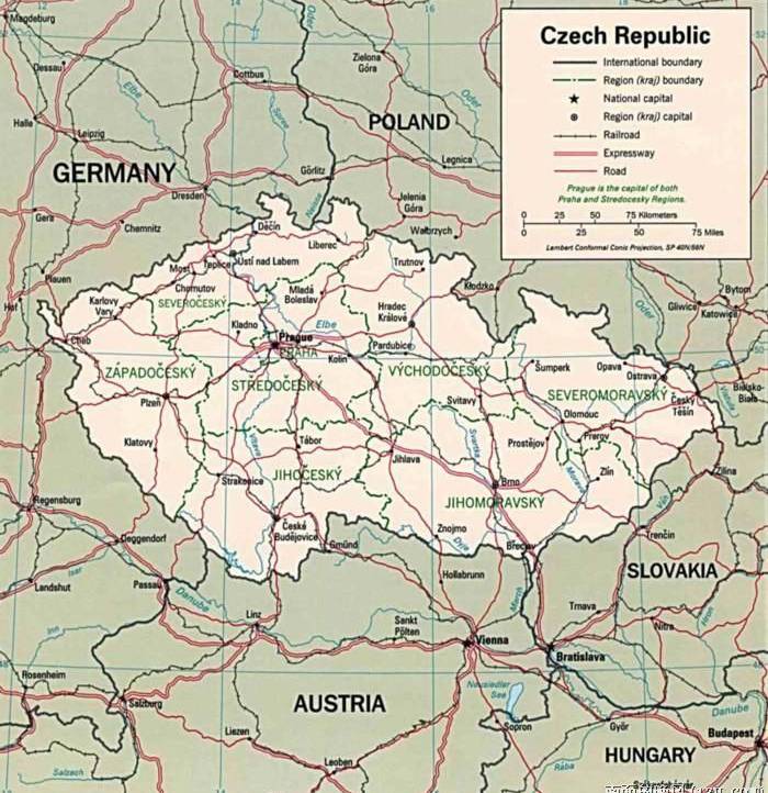捷克地图,捷克地图高清中文版