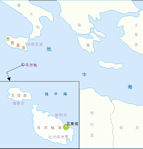 马耳他行政区划地图,马耳他地图高清中文版
