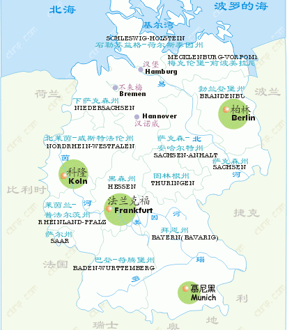 德国地图行政区划图,德国地图高清中文版