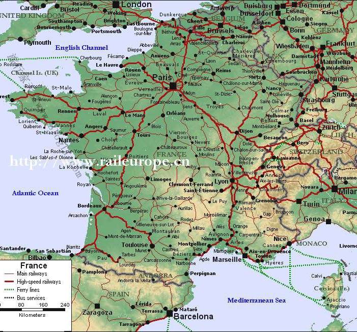 法国铁路地图,法国地图高清中文版
