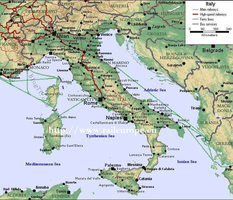意大利铁路地图,意大利地图高清中文版