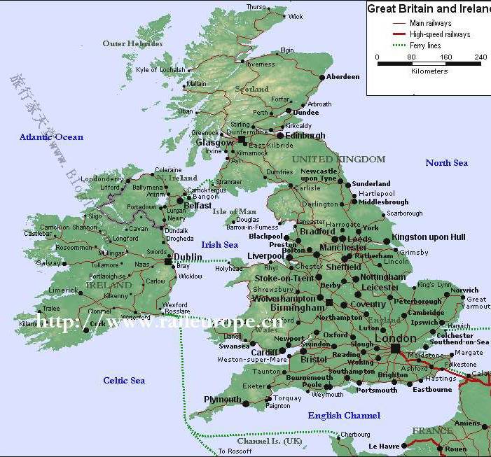 英国铁路地图,英国地图高清中文版