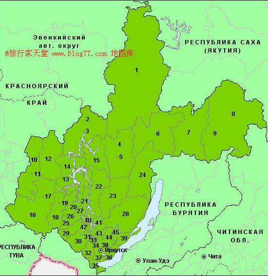 俄罗斯伊尔库茨克州地图