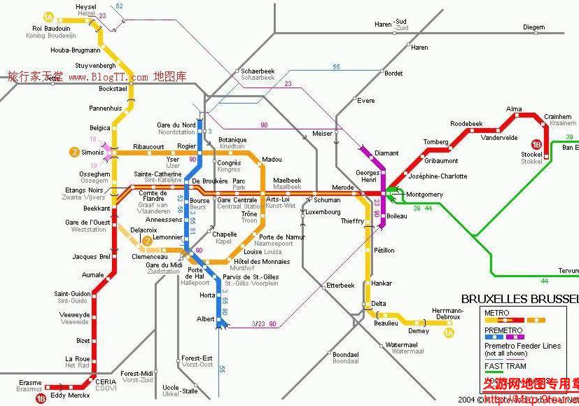 比利时首都_布鲁塞尔地铁地图