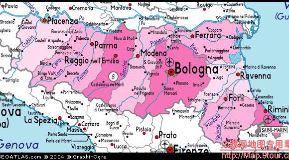 意大利埃米莉亚-罗马地图,意大利地图高清中文版