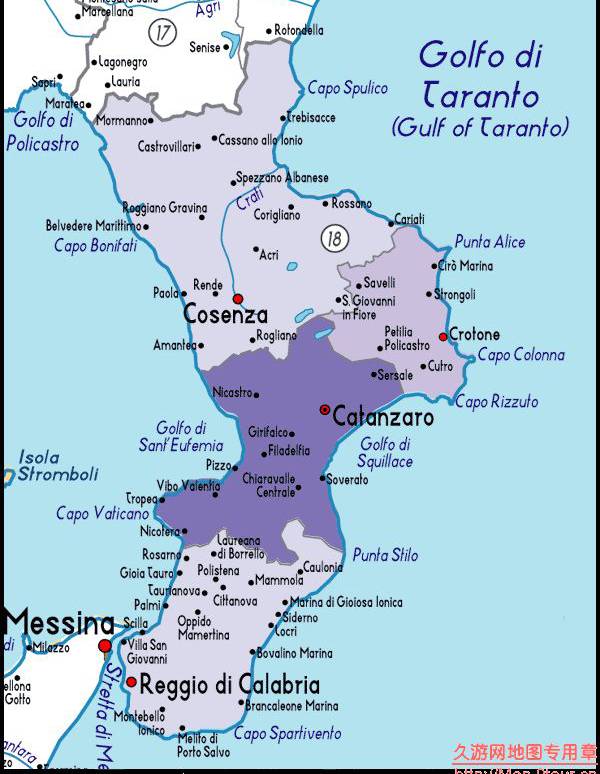 意大利卡坦扎罗地图,意大利地图高清中文版