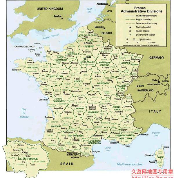 法国政区图,法国地图高清中文版