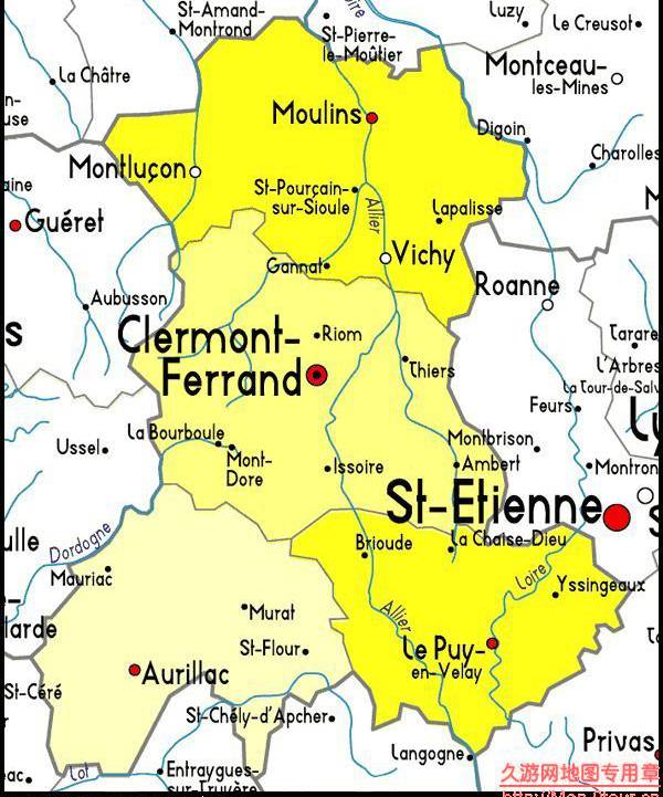 法国Auvergne地图,法国地图高清中文版