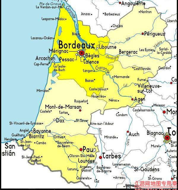 法国Aquitaine地图,法国地图高清中文版