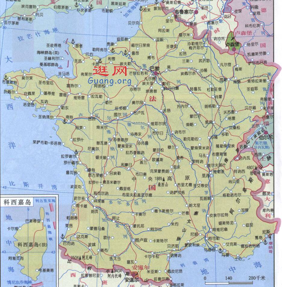 法国地图,法国地图高清中文版