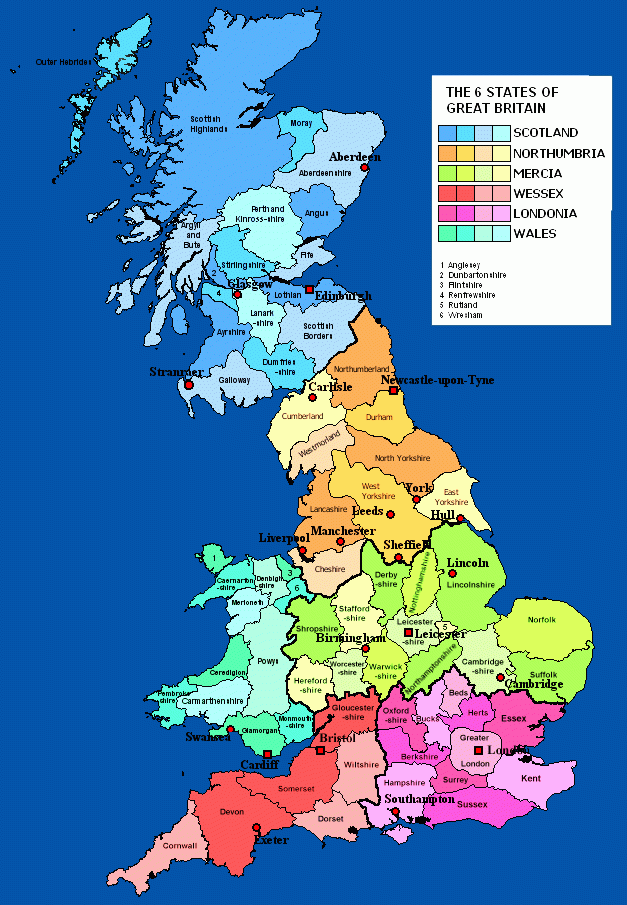 英国各郡地理位置图