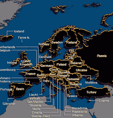 世界行政地图之欧洲地图,高清中文版
