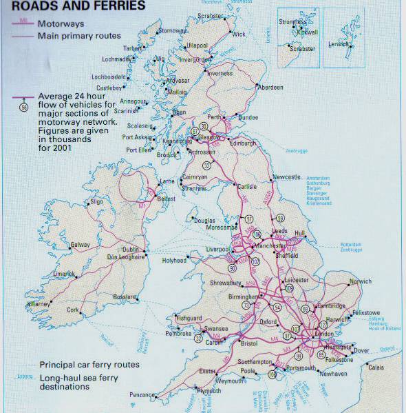 英国的渡船航线地图,英国地图高清中文版