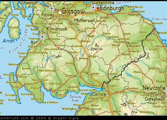苏格兰边界地图,英国地图高清中文版
