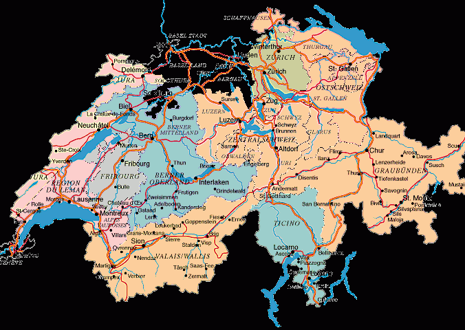 瑞士地图,瑞士地图高清中文版