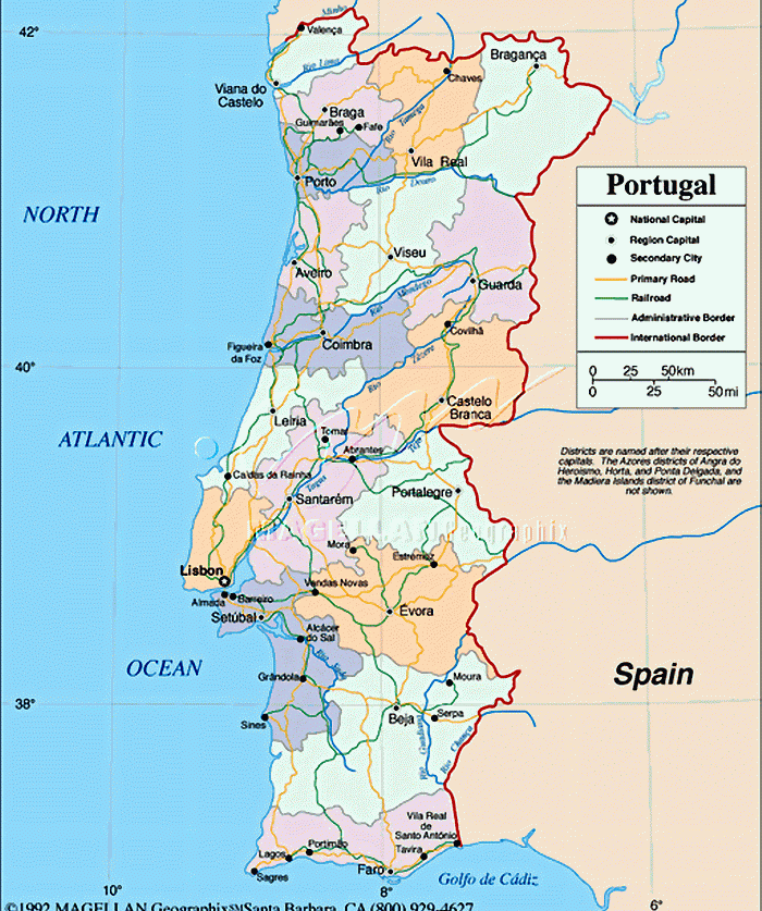 葡萄牙地图,葡萄牙地图高清中文版