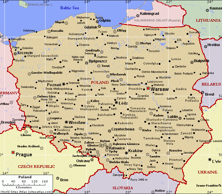 波兰地图,波兰地图高清中文版