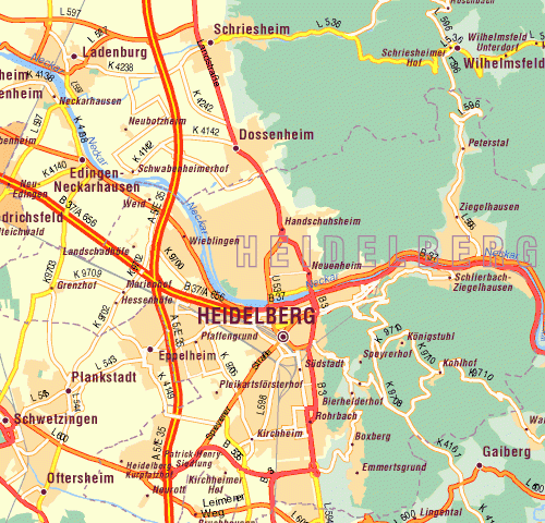 德国-海德堡地图,德国地图高清中文版