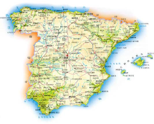 西班牙地图,西班牙地图高清中文版