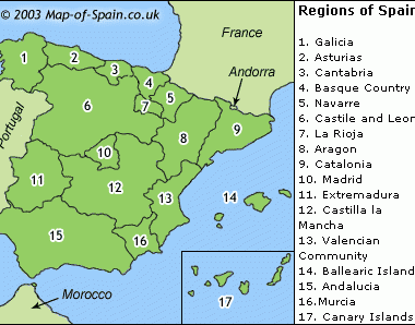 西班牙地区地图