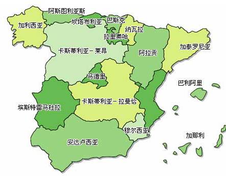 西班牙中文地区地图