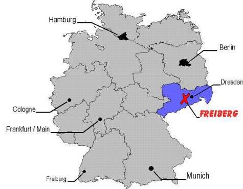 德国萨克森州弗莱贝格所在地地图