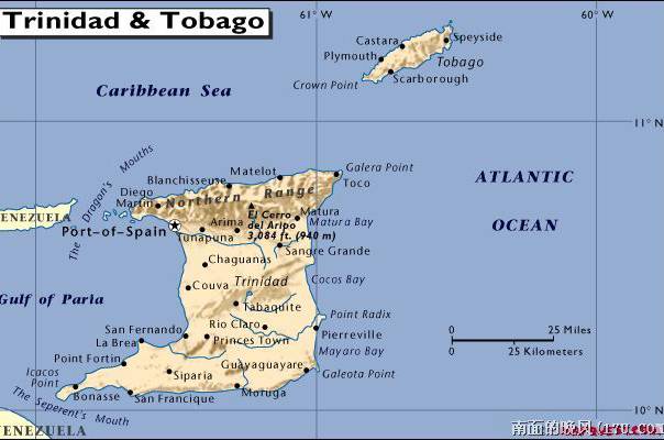 特立尼达和多巴哥地图,特立尼达和多巴哥地图高清中文版