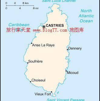 圣卢西亚地图,圣卢西亚地图高清中文版