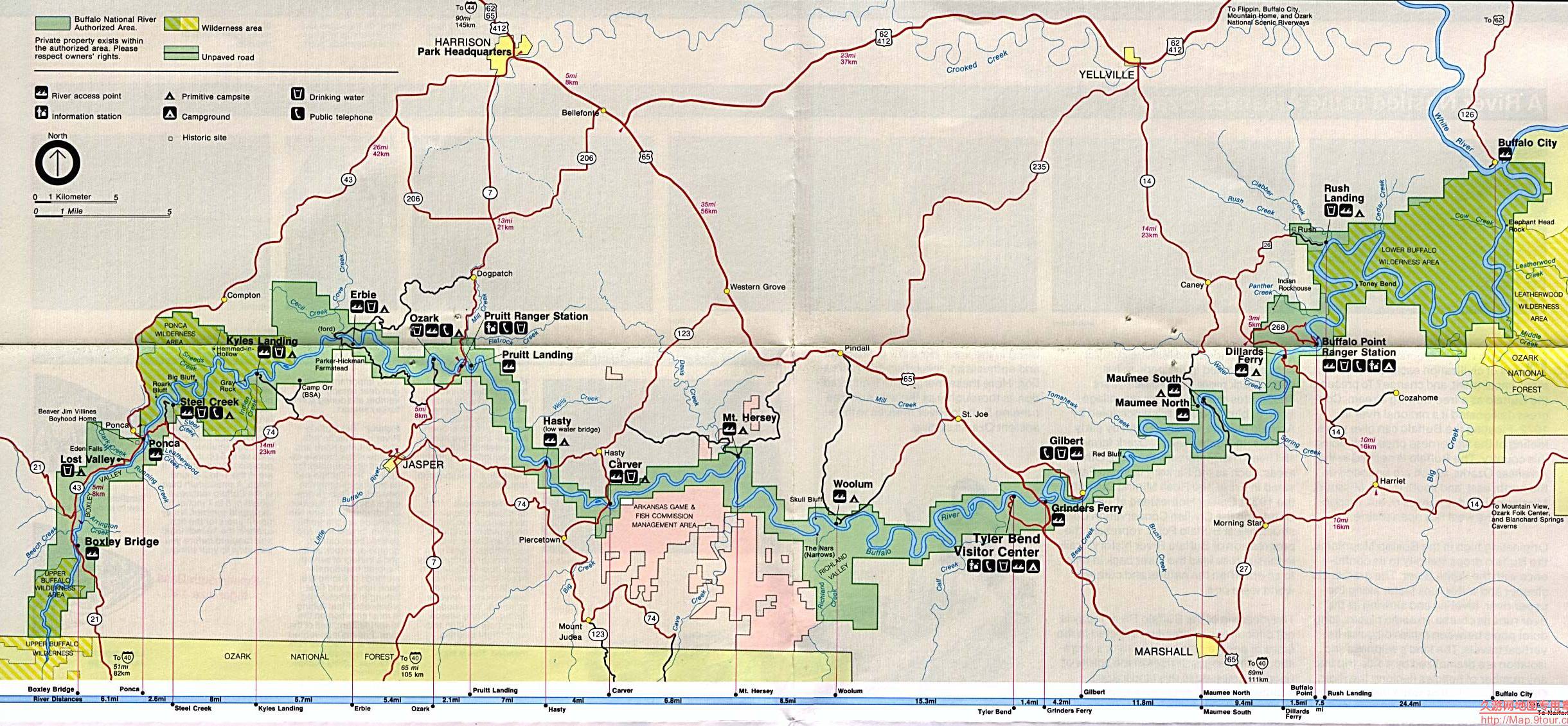 美国Arkansas州Buffelo National River Park图,美国地图高清中文版