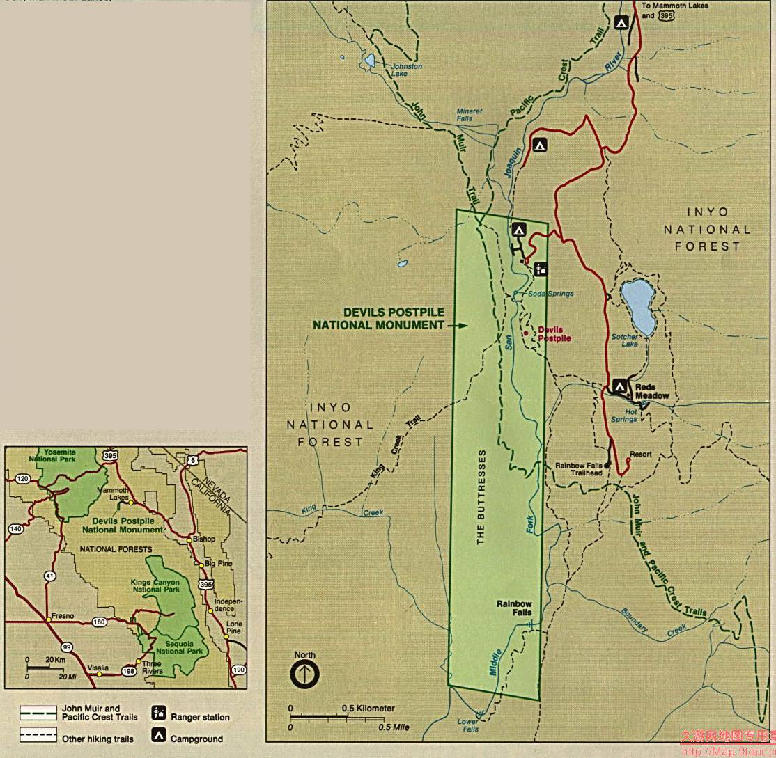 美国Califorlia州Devils postpite National Park位置图