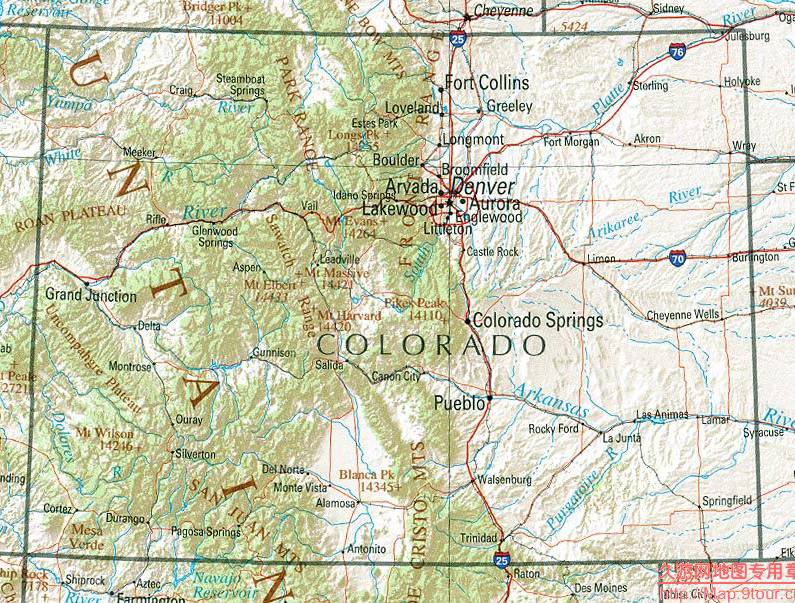 美国Corolado州地形图