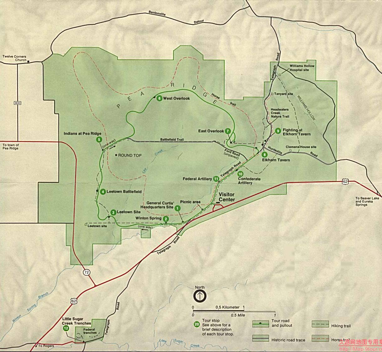 美国Arkansas州Pea Ridge Town地图