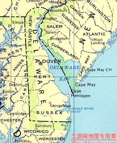 美国Delaware州政区图