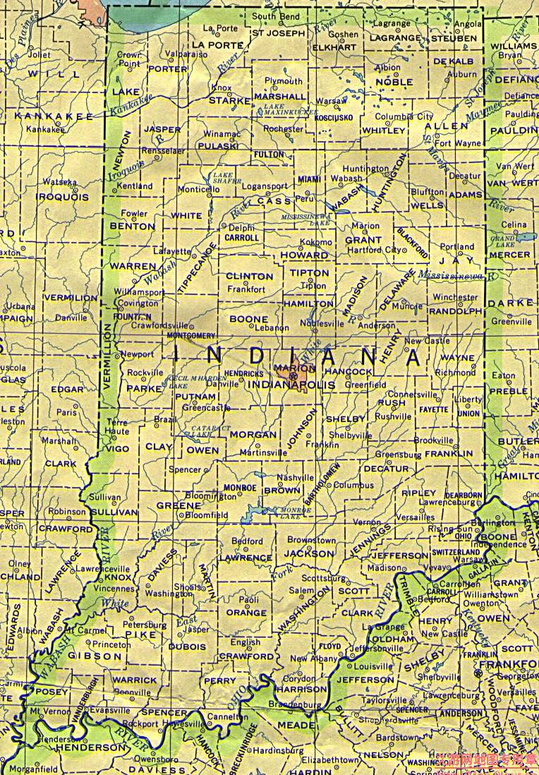 美国Idiana州政区图,美国地图高清中文版