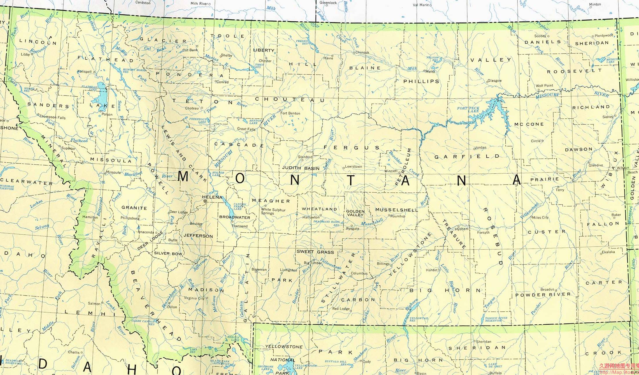美国Montana州政区图