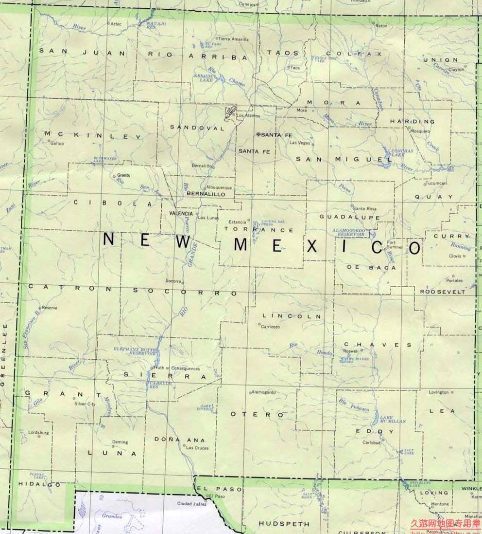 美国New Mexico州政区图