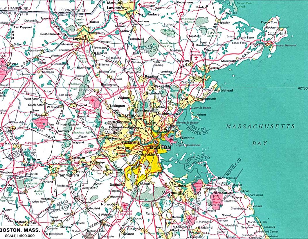 马萨诸塞-boston地图