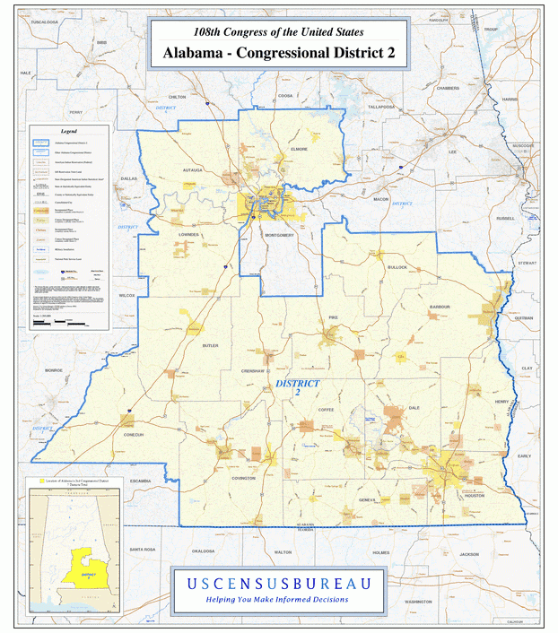 阿拉巴马州 Alabama行政区划图