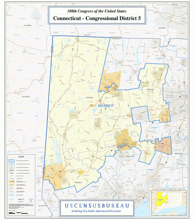 康涅狄格州行政区划图