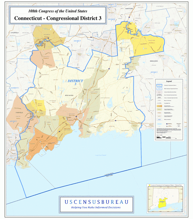 康涅狄格州行政区划图