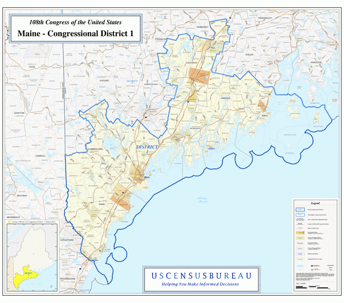 缅因州(Maine)行政区划图,美国地图高清中文版