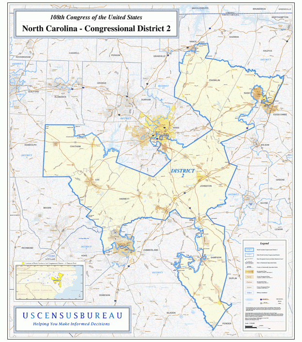 北卡罗来纳州行政区划图