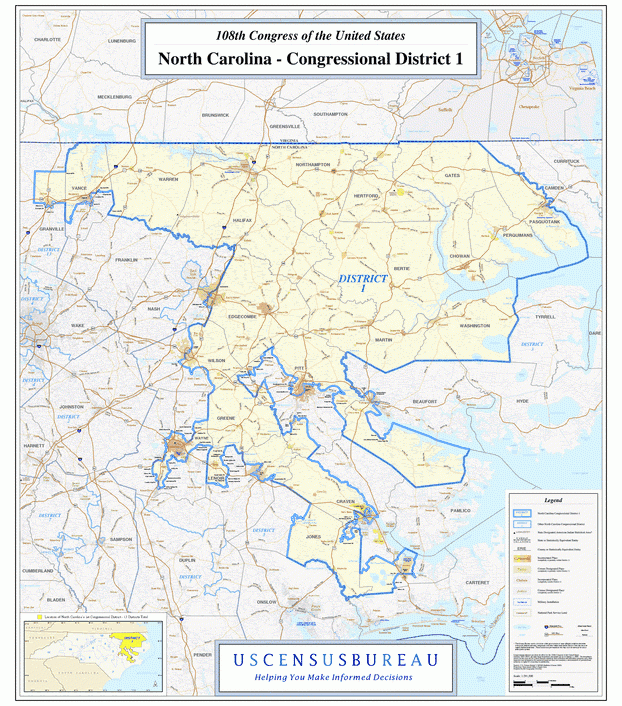 北卡罗来纳州行政区划图