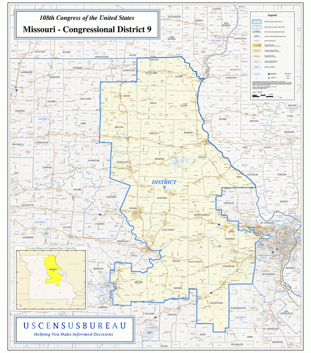 密苏里州(Missouri)行政区划图