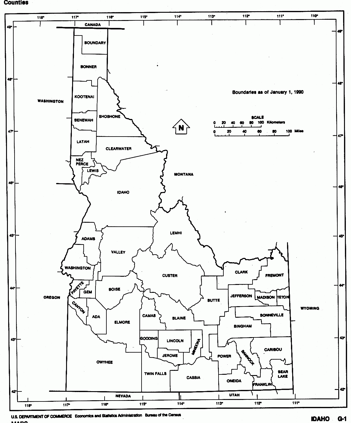 爱达荷州地图(Idaho)