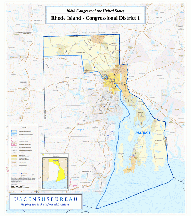 罗德岛(Rhode Island)行政区划图