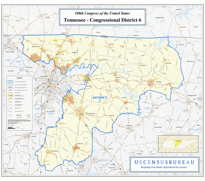 田纳西州(Tennessee)行政区划图