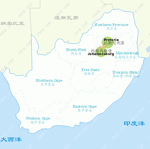 南非地图行政区划图