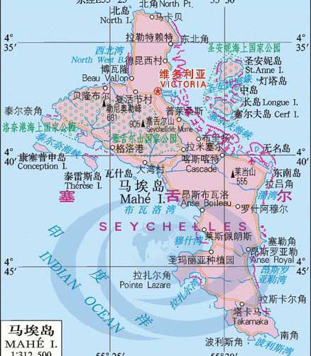 塞舌尔地图,塞舌尔地图高清中文版